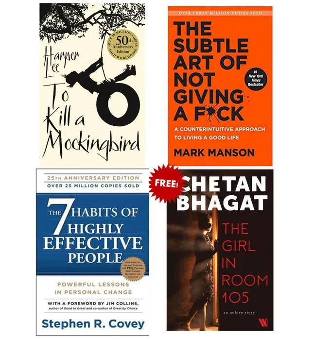 Combo Books OFFER - To Kill A Mocking Bird, The Subtle Art of Not Giving A F*ck, The 7 Habits of Highly Effective People, The Girl In Room 105 by Unknown — book cover