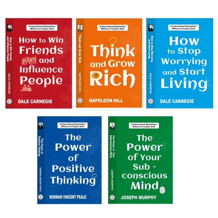 How To Win Friends And Influence People, The Power Of Positive Thinking, Your Subconscious Mind, Think And Grow Rich, Stop Worrying And Start Living by Unknown — book cover