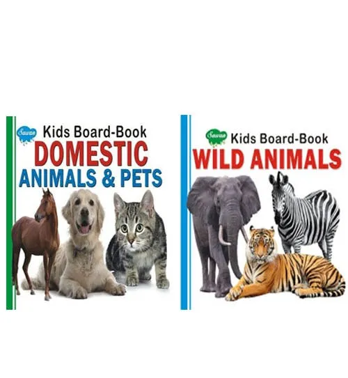 Combo Book OFFER - Kids Board Book Domestic Animals & Pets, Kids Board Book Wild Animals by Unknown — book cover